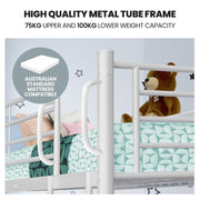 Kingston Slumber White King Single 2-in-1 Metal Bunk Bed
