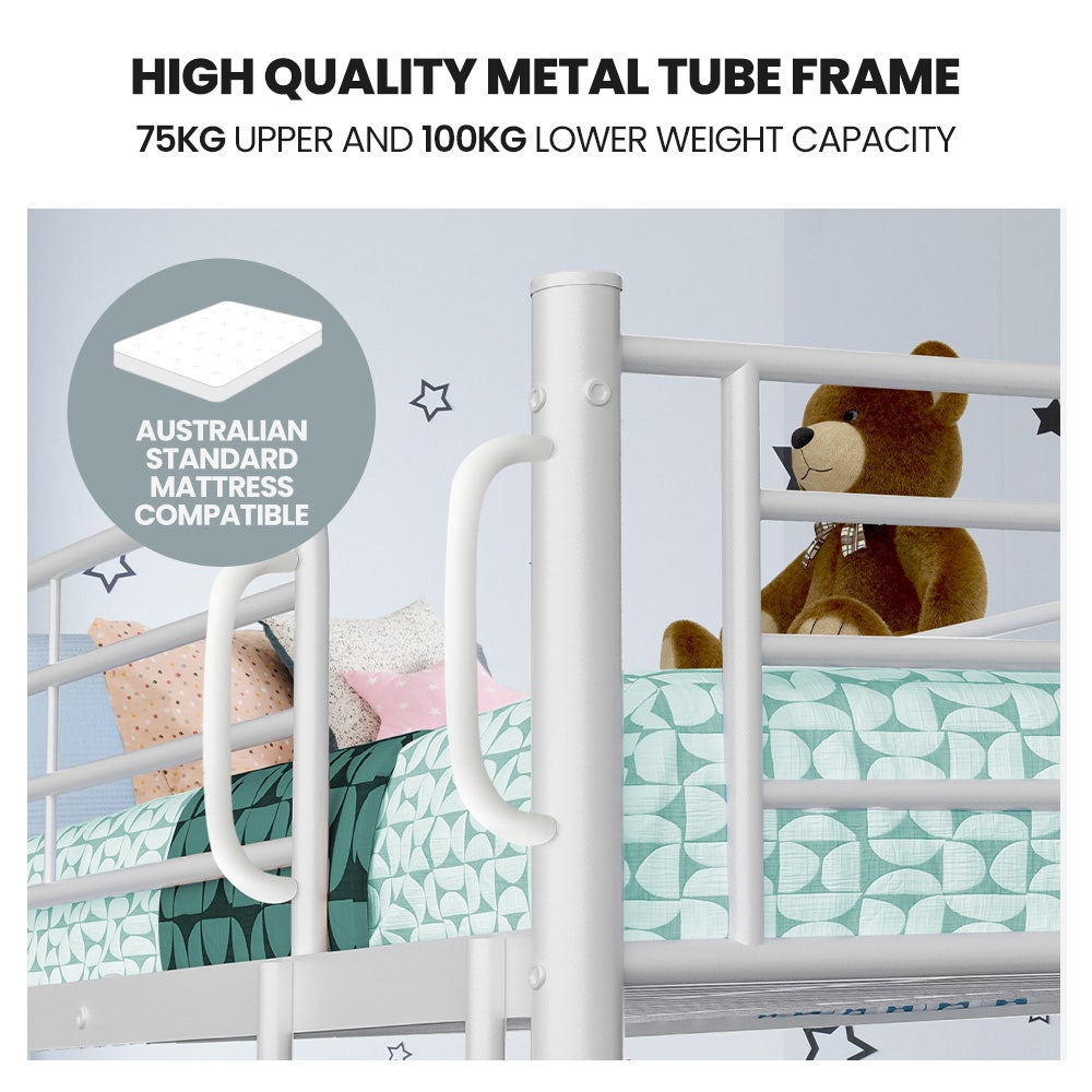 Kingston Slumber White King Single 2-in-1 Metal Bunk Bed