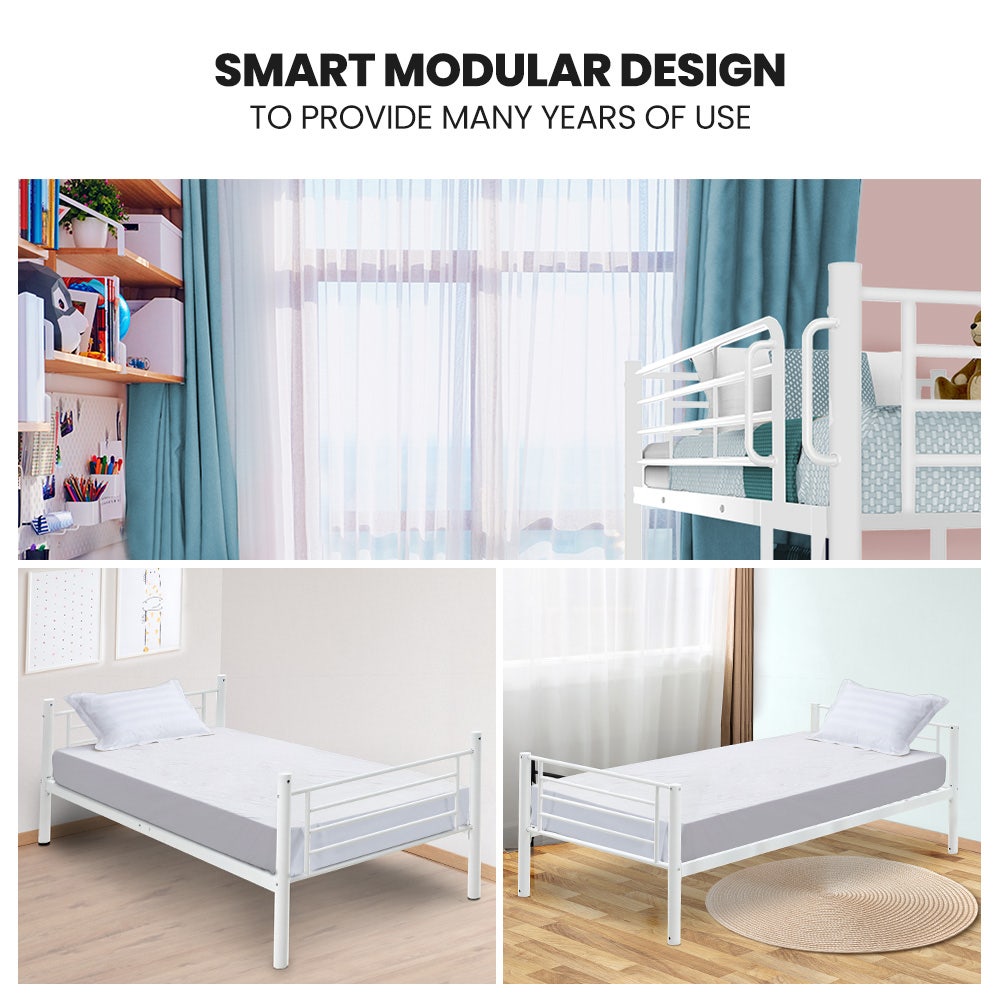 Kingston Slumber White King Single 2-in-1 Metal Bunk Bed