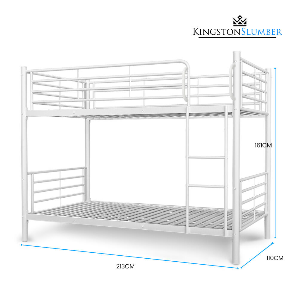 Kingston Slumber White King Single 2-in-1 Metal Bunk Bed