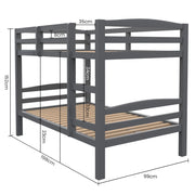 KINGSTON SLUMBER Single Bunk Bed Frame, Solid Pine 2-in-1 Modular Design, Converts to 2 Single Beds, For V219-BEDBFSKS14GA