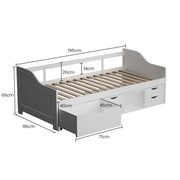 Kingston Slumber Wooden Single Sofa Bed Frame with Storage Drawers - White V219-BEDBFSKSS1WA
