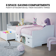 Kingston Slumber Wooden Single Sofa Bed Frame with Storage Drawers - White V219-BEDBFSKSS1WA