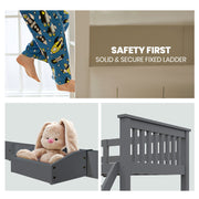 Kingston Slumber Bunk Bed Triple Wooden Single Over Double Beds for Kids, Solid Pine Wood, Convertible V219-BEDDBBKS02GA