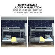 Kingston Slumber Bunk Bed Triple Wooden Single Over Double Beds for Kids, Solid Pine Wood, Convertible V219-BEDDBBKS02GA