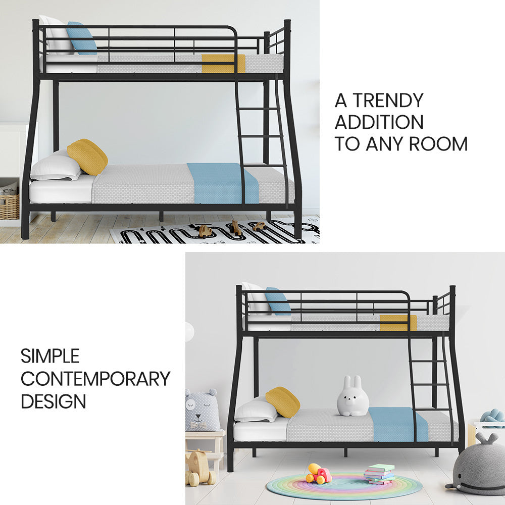 Kingston Slumber Metal Single over Double Bunk Bed Frame, Dark Matte Grey V219-BEDDBBKS02MA