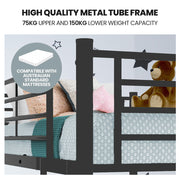 Kingston Slumber Metal Single over Double Bunk Bed Frame, Dark Matte Grey V219-BEDDBBKS02MA