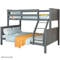Kingston Slumber Triple Wooden Single Over Double Bunk Bed Frame for Kids, Convertible Design, Grey V219-BEDDBBKS03GA