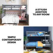Kingston Slumber Triple Wooden Single Over Double Bunk Bed Frame for Kids, Convertible Design, Grey V219-BEDDBBKS03GA