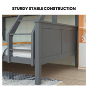 Kingston Slumber Triple Wooden Single Over Double Bunk Bed Frame for Kids, Convertible Design, Grey V219-BEDDBBKS03GA