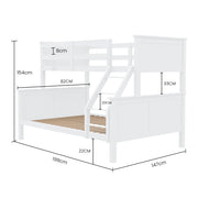 Kingston Slumber Triple Wooden Single Over Double Bunk Bed Frame for Kids, Convertible Design, White V219-BEDDBBKS03WA