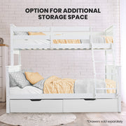 Kingston Slumber Triple Wooden Single Over Double Bunk Bed Frame for Kids, Convertible Design, White V219-BEDDBBKS03WA