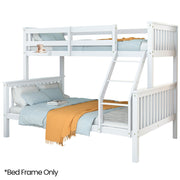 Kingston Slumber Single Over Double Wooden Bunk Bed Frame, Triple Solid Pine 2-in-1 Modular Design, Converts V219-BEDDBBKS12WA