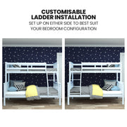 Kingston Slumber Single Over Double Wooden Bunk Bed Frame, Triple Solid Pine 2-in-1 Modular Design, Converts V219-BEDDBBKS12WA