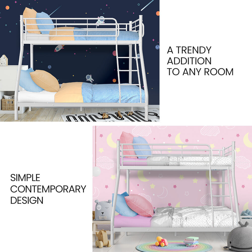 KINGSTON SLUMBER Single over Double Metal Bunk Bed Frame, Matte White V219-BEDDBBKS2MWA