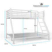 KINGSTON SLUMBER Single over Double Metal Bunk Bed Frame, Matte White V219-BEDDBBKS2MWA