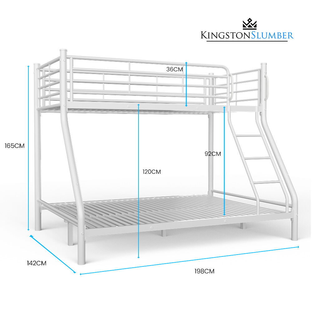 KINGSTON SLUMBER Single over Double Metal Bunk Bed Frame, Matte White V219-BEDDBBKS2MWA