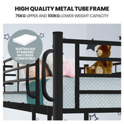 Kingston Slumber 2in1 Single Metal Bunk Bed Frame, with Modular Design, Dark Matte Grey V219-BEDSBBKS01MA