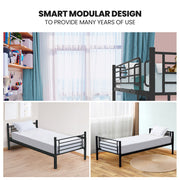 Kingston Slumber 2in1 Single Metal Bunk Bed Frame, with Modular Design, Dark Matte Grey V219-BEDSBBKS01MA