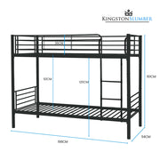 Kingston Slumber 2in1 Single Metal Bunk Bed Frame, with Modular Design, Dark Matte Grey V219-BEDSBBKS01MA
