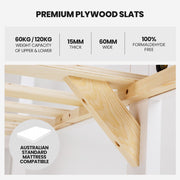 Kingston Slumber Wooden Kids Bunk Bed Frame, with Modular Design that can convert to 2 Single, White V219-BEDSBBKS02WA