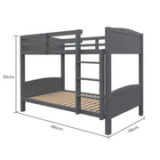 KINGSTON SLUMBER Single Bunk Bed Frame, Solid Pine 2-in-1 Modular Design Convert to 2 Single Beds, Grey V219-BEDSBBKS03GA
