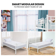 KINGSTON SLUMBER 2in1 Single Metal Bunk Bed Frame, with Modular Design, Matte White V219-BEDSBBKS1MWA