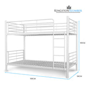 KINGSTON SLUMBER 2in1 Single Metal Bunk Bed Frame, with Modular Design, Matte White V219-BEDSBBKS1MWA