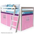 Kingston Slumber Wooden Kids Single Loft Bed Frame - Hiding Space Underneath with Interchangeable Pink and V219-BEDSBBKSL1WA