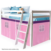 Kingston Slumber Wooden Kids Single Loft Bed Frame - Hiding Space Underneath with Interchangeable Pink and V219-BEDSBBKSL1WA
