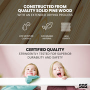 Kingston Slumber Wooden Kids Single Loft Bed Frame - Hiding Space Underneath with Interchangeable Pink and V219-BEDSBBKSL1WA