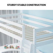 KINGSTON SLUMBER Wooden Kids Single Loft Bed Frame with Desk - White V219-BEDSBBKSL2WA