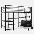 Gaming Loft Bed with Desk and Storage Cabinet, Steel Metal Frame, Space Saving Design, for Single Mattress, V219-BEDSBBKSL6GA