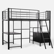 Gaming Loft Bed with Desk and Storage Cabinet, Steel Metal Frame, Space Saving Design, for Single Mattress, V219-BEDSBBKSL6GA