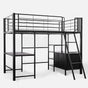 Gaming Loft Bed with Desk and Storage Cabinet, Steel Metal Frame, Space Saving Design, for Single Mattress, V219-BEDSBBKSL6GA