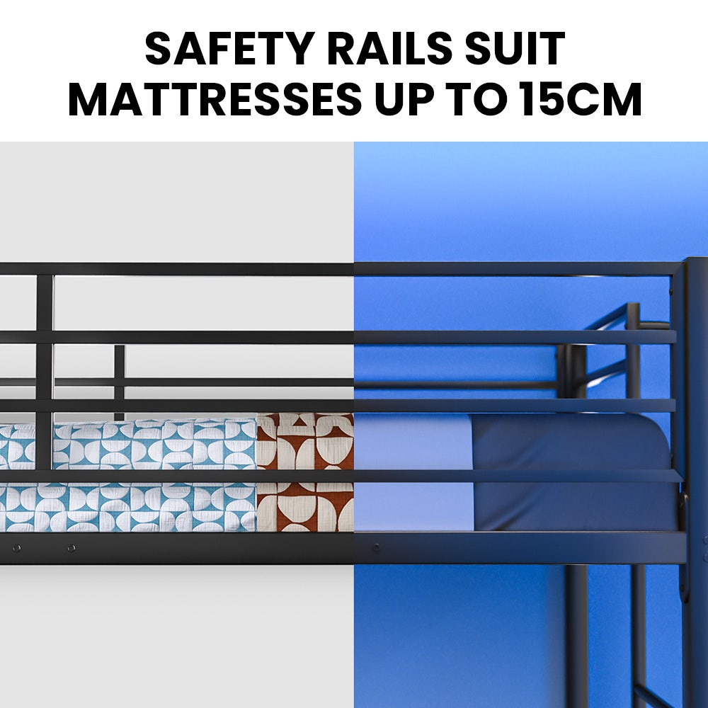 KINGSTON SLUMBER Single Loft Bed And Single Underbed, Multifunctional, Space Saving with Fixed Ladder, Matte V219-BEDSBBKSL7GA