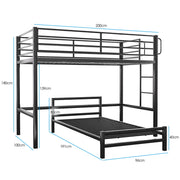 KINGSTON SLUMBER Single Loft Bed And Single Underbed, Multifunctional, Space Saving with Fixed Ladder, Matte V219-BEDSBBKSL7GA