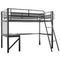 Gaming Loft Bed with Desk, Gridwall, Steel Metal Frame, Space Saving Design, for Single Mattress, Matte Dark V219-BEDSBBKSL9GA