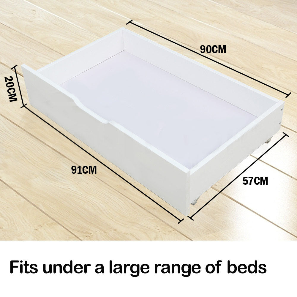 Kingston Slumber Trundle Under Bed Storage Drawers, 2 Pieces, White V219-BEDSBBKSTDWA