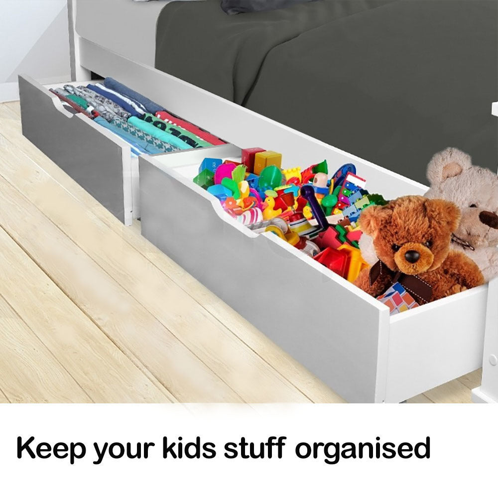 Kingston Slumber Trundle Under Bed Storage Drawers, 2 Pieces, White V219-BEDSBBKSTDWA
