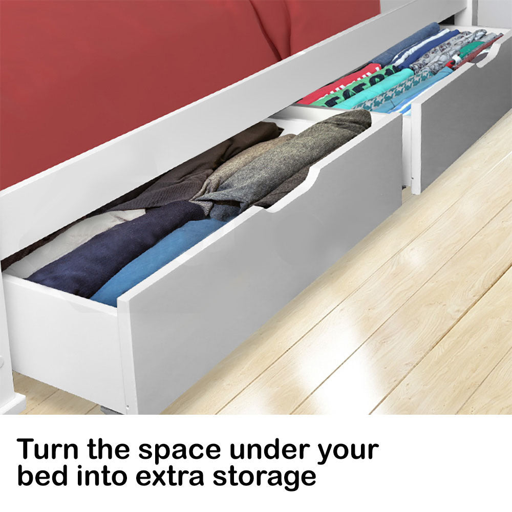 Kingston Slumber Trundle Under Bed Storage Drawers, 2 Pieces, White V219-BEDSBBKSTDWA
