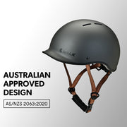 Valk Retro Bike Helmet, 56-61cm S, M, L Universal Dial Fit System, Charcoal V219-BIKHLMVACS5A