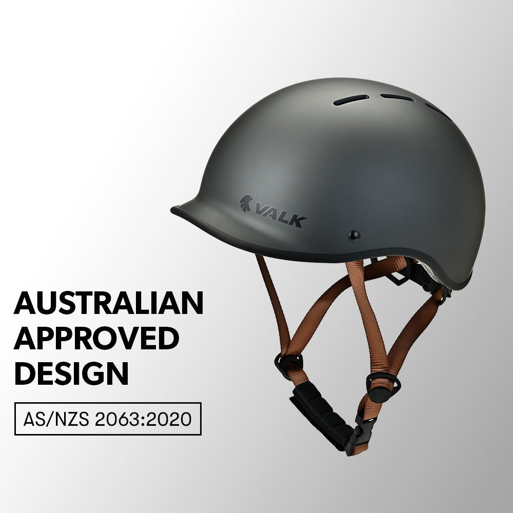 Valk Retro Bike Helmet, 56-61cm S, M, L Universal Dial Fit System, Charcoal V219-BIKHLMVACS5A