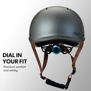 Valk Retro Bike Helmet, 56-61cm S, M, L Universal Dial Fit System, Charcoal V219-BIKHLMVACS5A