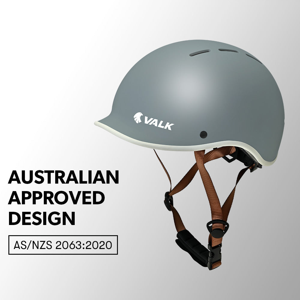 VALK Retro Bike Helmet, 56-61cm S, M, L Universal Dial Fit System, Graphite Blue V219-BIKHLMVAGS5A