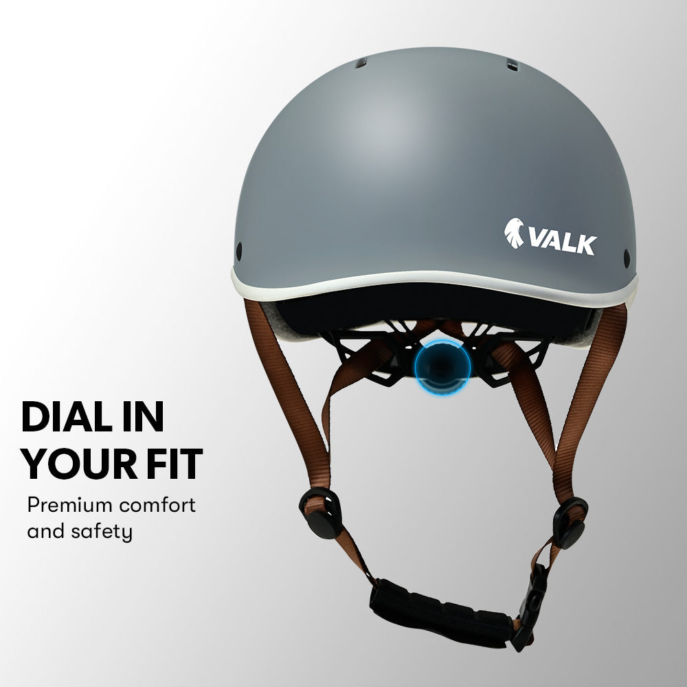 VALK Retro Bike Helmet, 56-61cm S, M, L Universal Dial Fit System, Graphite Blue V219-BIKHLMVAGS5A