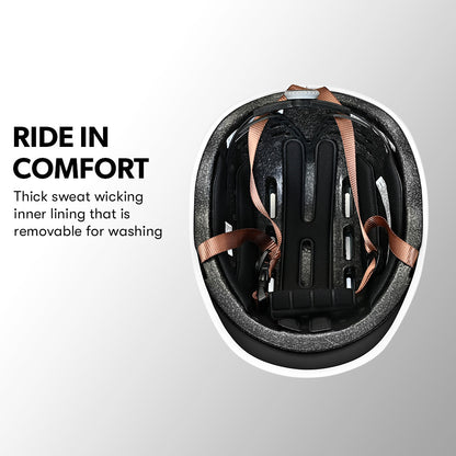 Valk Retro Bike Helmet, 56-61cm S, M, L Universal Dial Fit System, Jet Black V219-BIKHLMVAKS5A