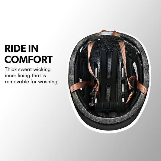 Valk Retro Bike Helmet, 56-61cm S, M, L Universal Dial Fit System, Jet Black V219-BIKHLMVAKS5A