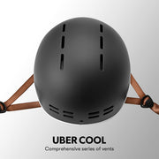 Valk Retro Bike Helmet, 56-61cm S, M, L Universal Dial Fit System, Jet Black V219-BIKHLMVAKS5A