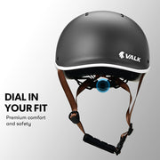 Valk Retro Bike Helmet, 56-61cm S, M, L Universal Dial Fit System, Jet Black V219-BIKHLMVAKS5A